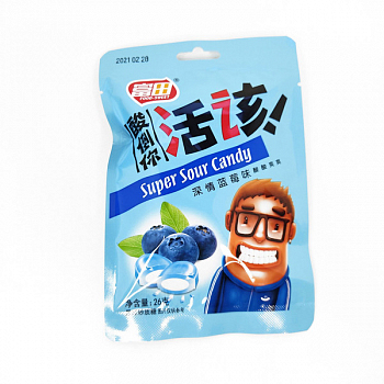 Жевательные конфеты "Super Sour Candy" Черника 36гр 1шт/20уп